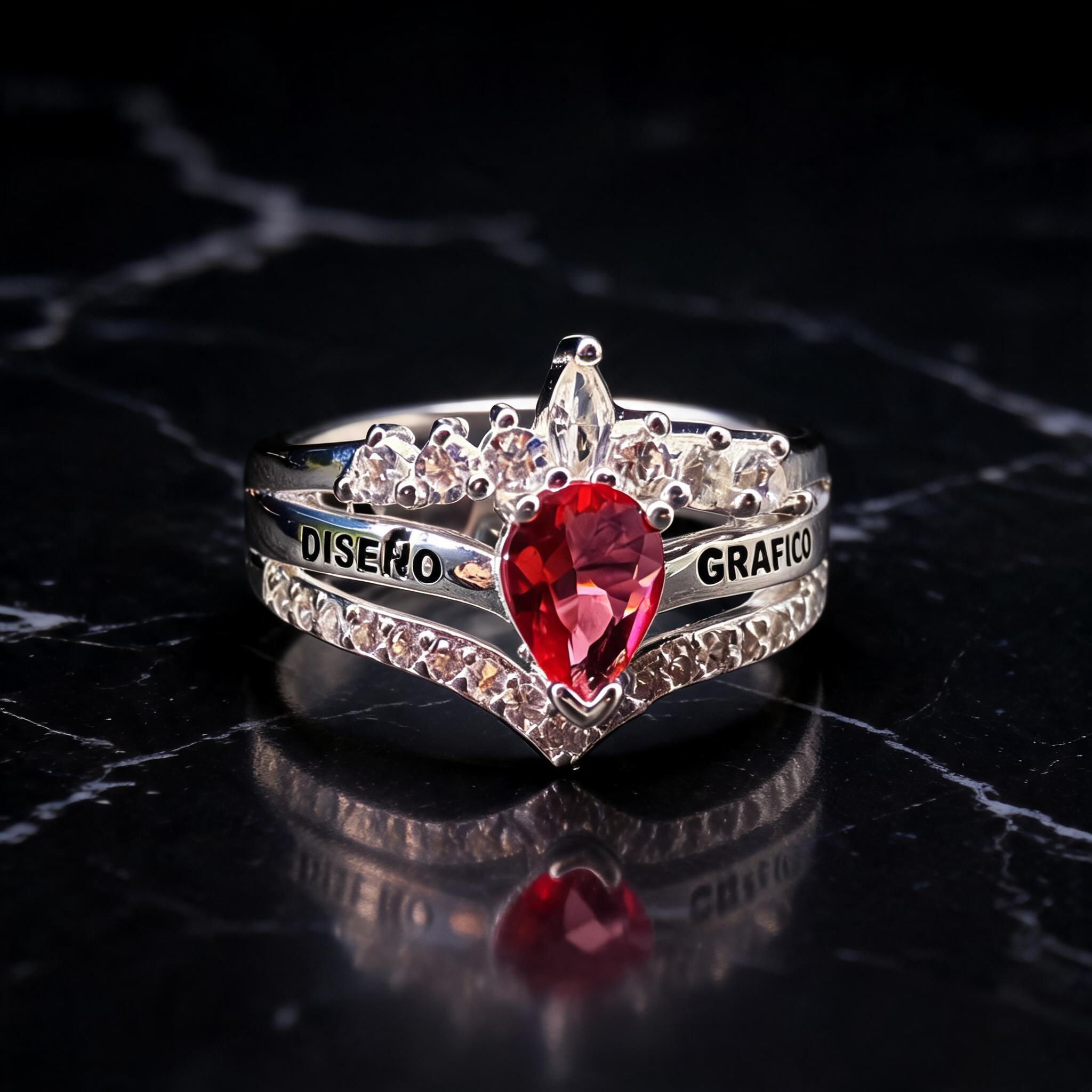 Anillo Diseño Gráfico Modelo 004 - Corona Gota