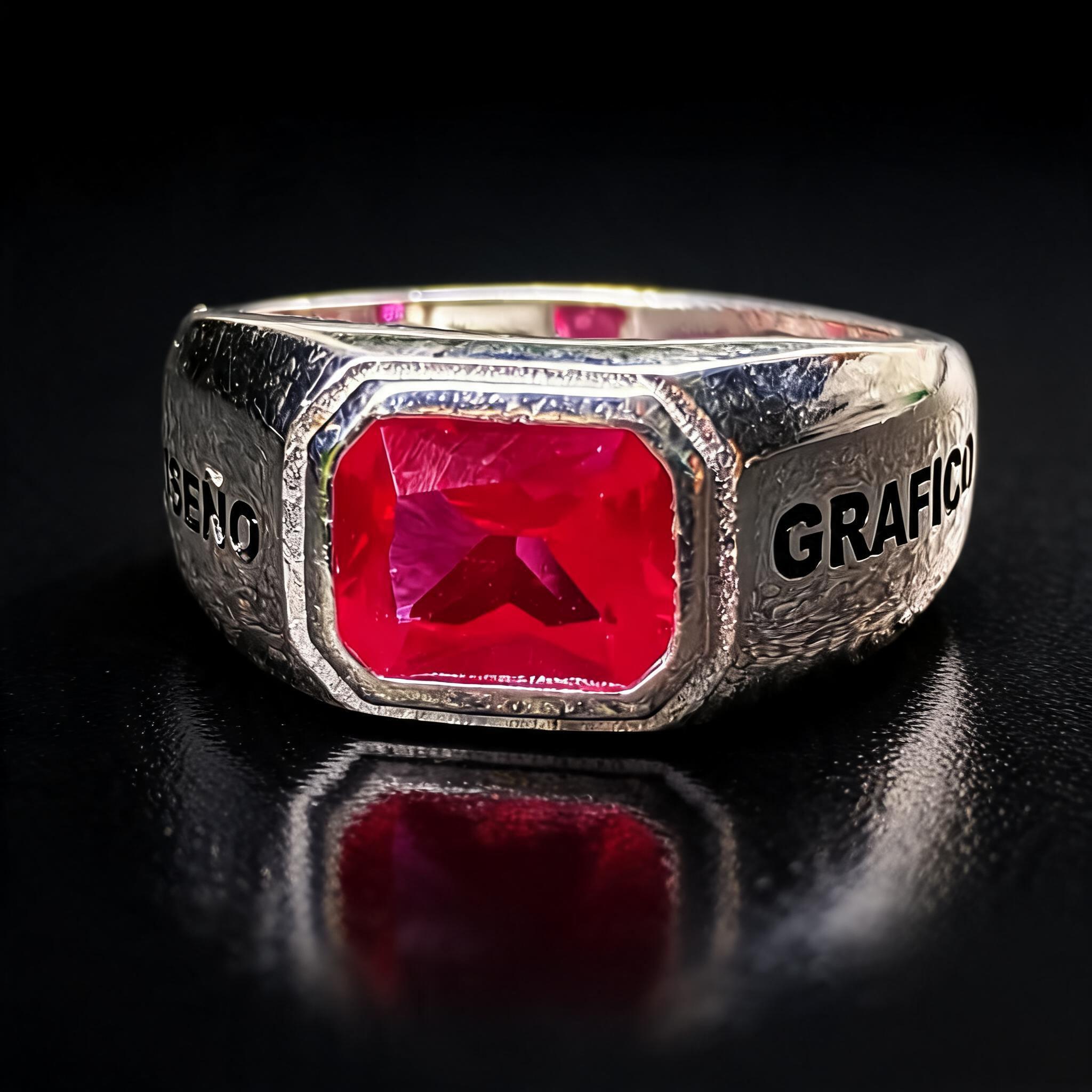 Anillo Diseño Gráfico Modelo 006 - Sello Piedra Rectangular