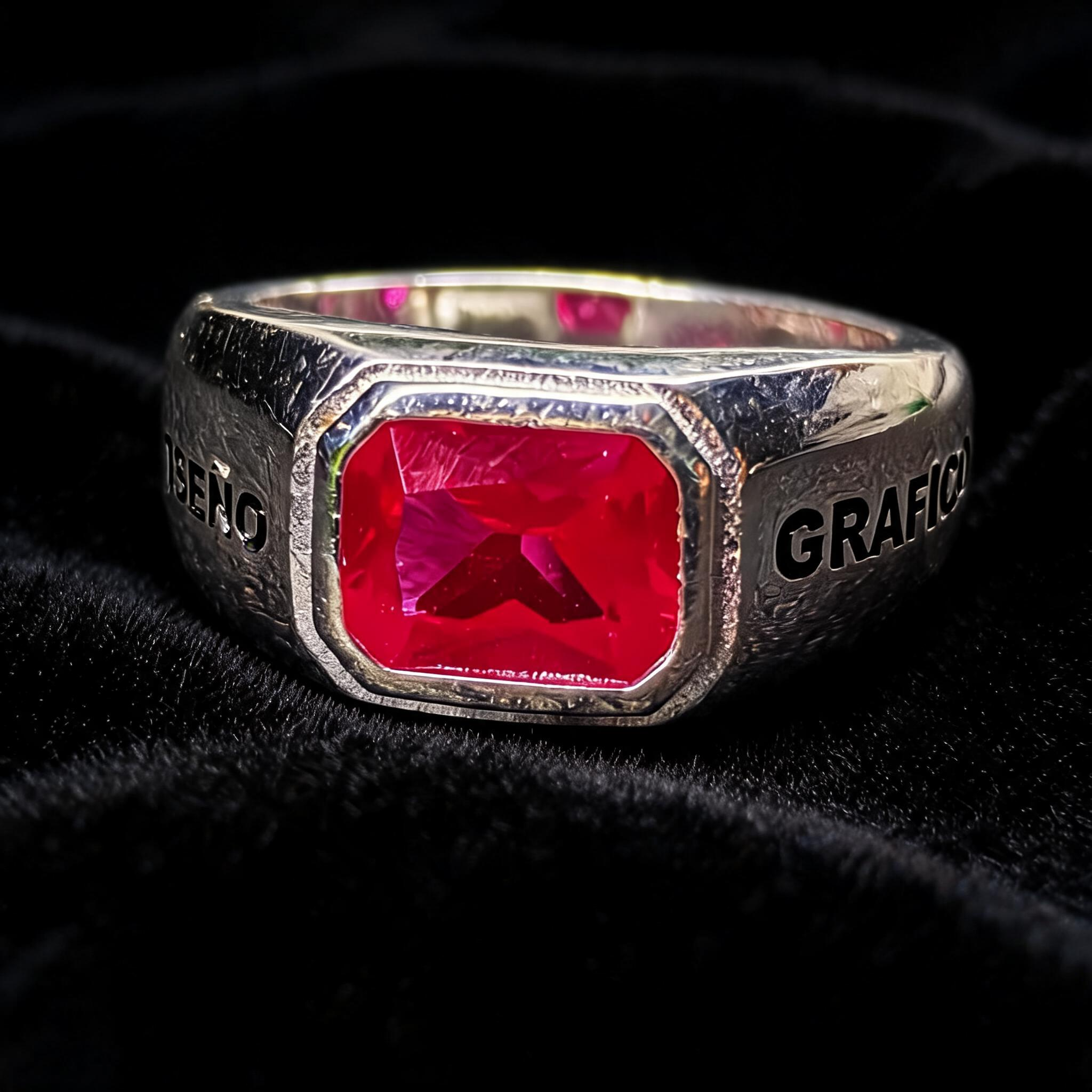Anillo Diseño Gráfico Modelo 006 - Sello Piedra Rectangular