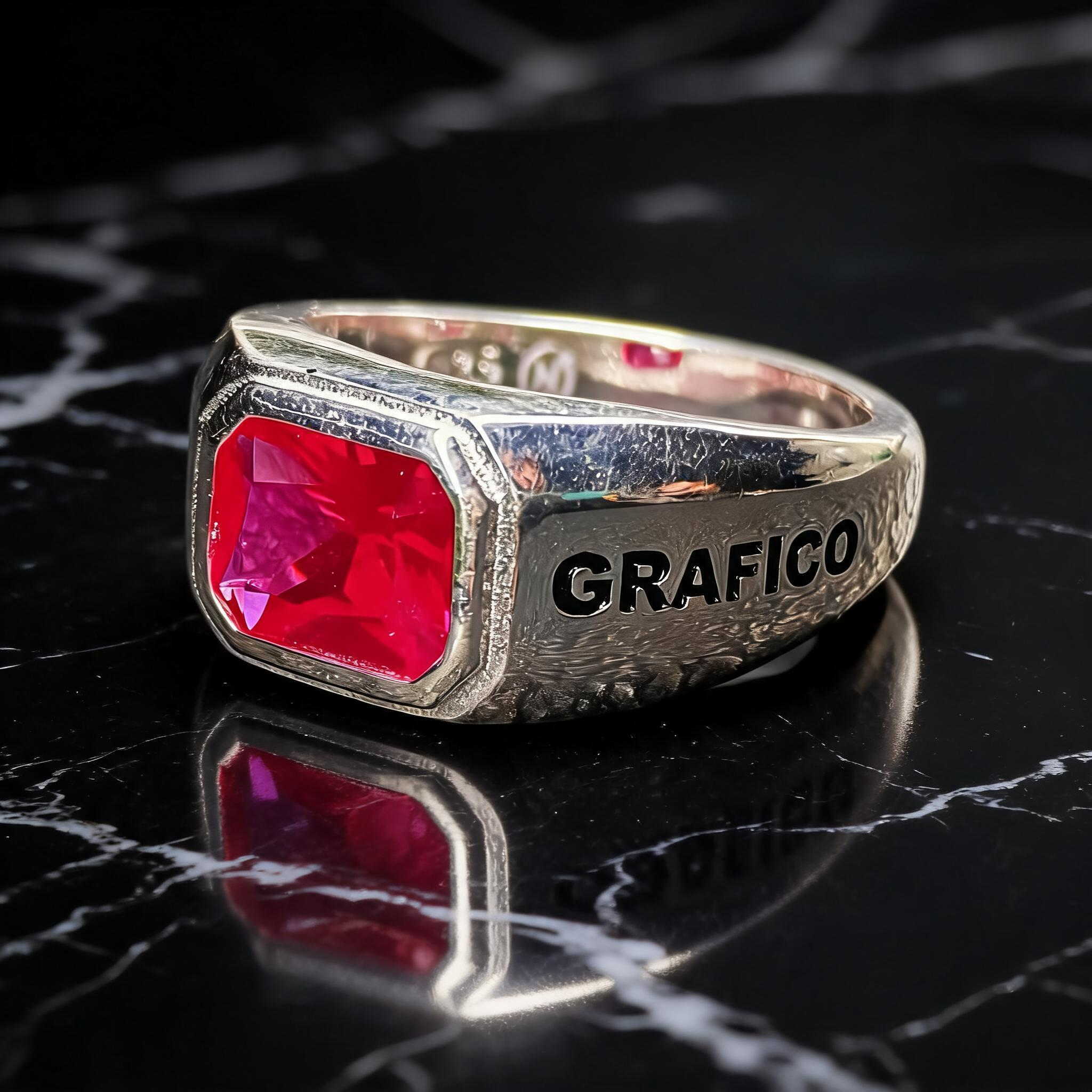 Anillo Diseño Gráfico Modelo 006 - Sello Piedra Rectangular