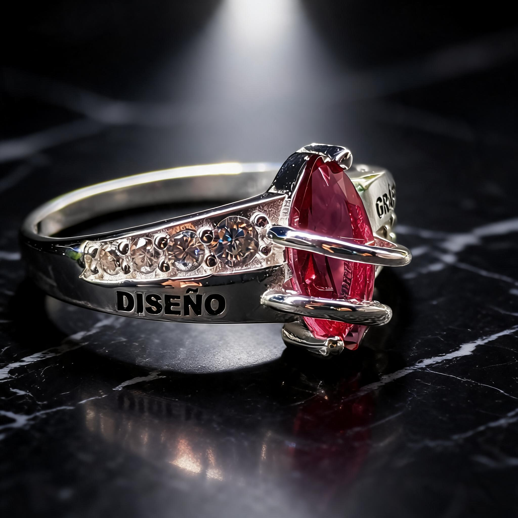 Anillo Diseño Gráfico Modelo 007 - Piedra Vertical Moderna