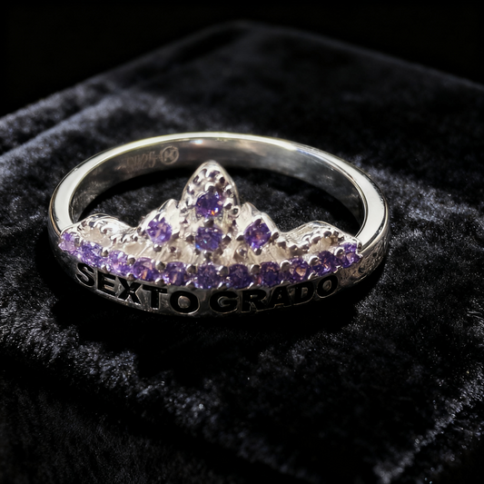 Anillo de Graduación Sexto Grado en Plata 925 | Brilla en Grande MD13