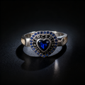 GR-3B-01 - Anillo corazon '3ro Basico' con piedra azul