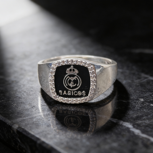 Anillo rectangular 'Basicos' con escudo RM BS08