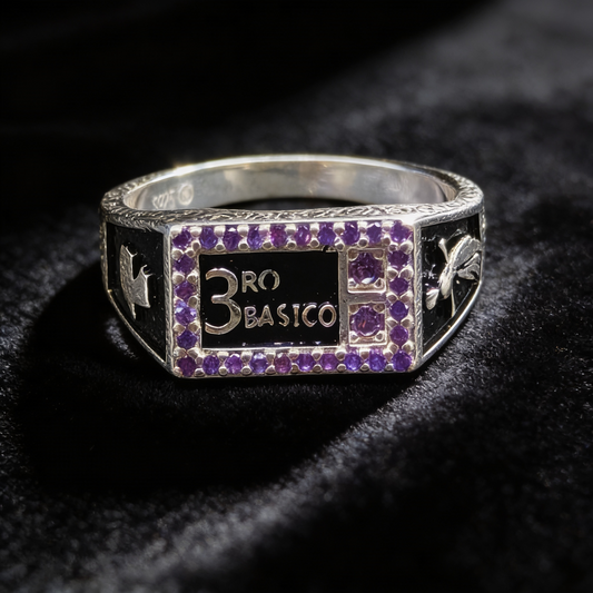 Anillo rectangular '3ro Basico' con piedras BS09